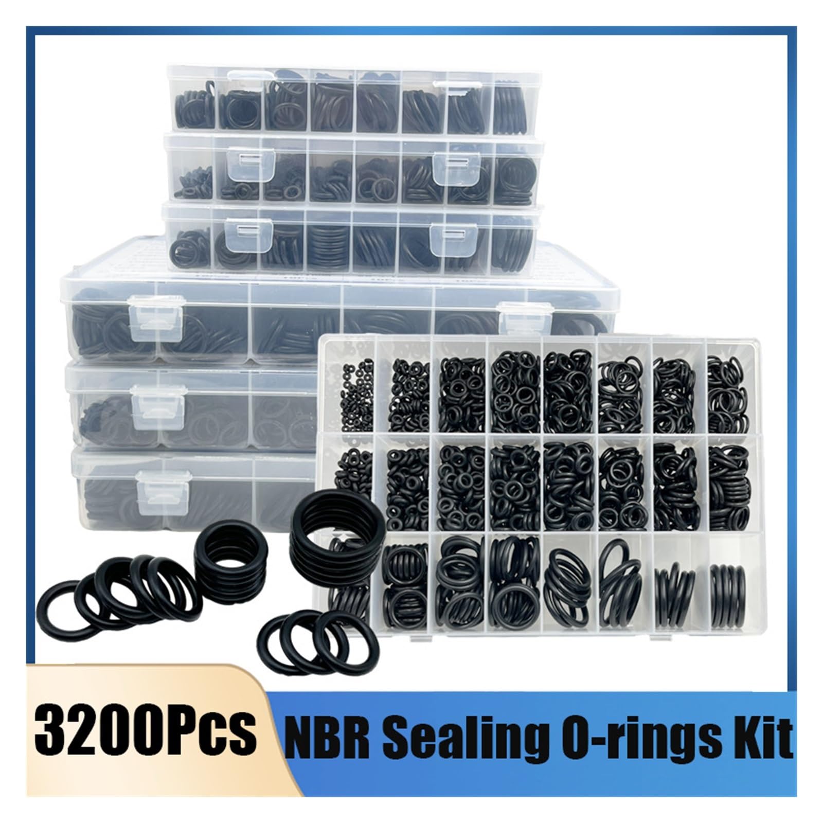 Arandela de sellado de junta tórica de goma, junta de plomería, resistente al aceite, grifo de plomería for automóvil, reparación de agua, junta tórica de sello negro(2700pcs 1set)