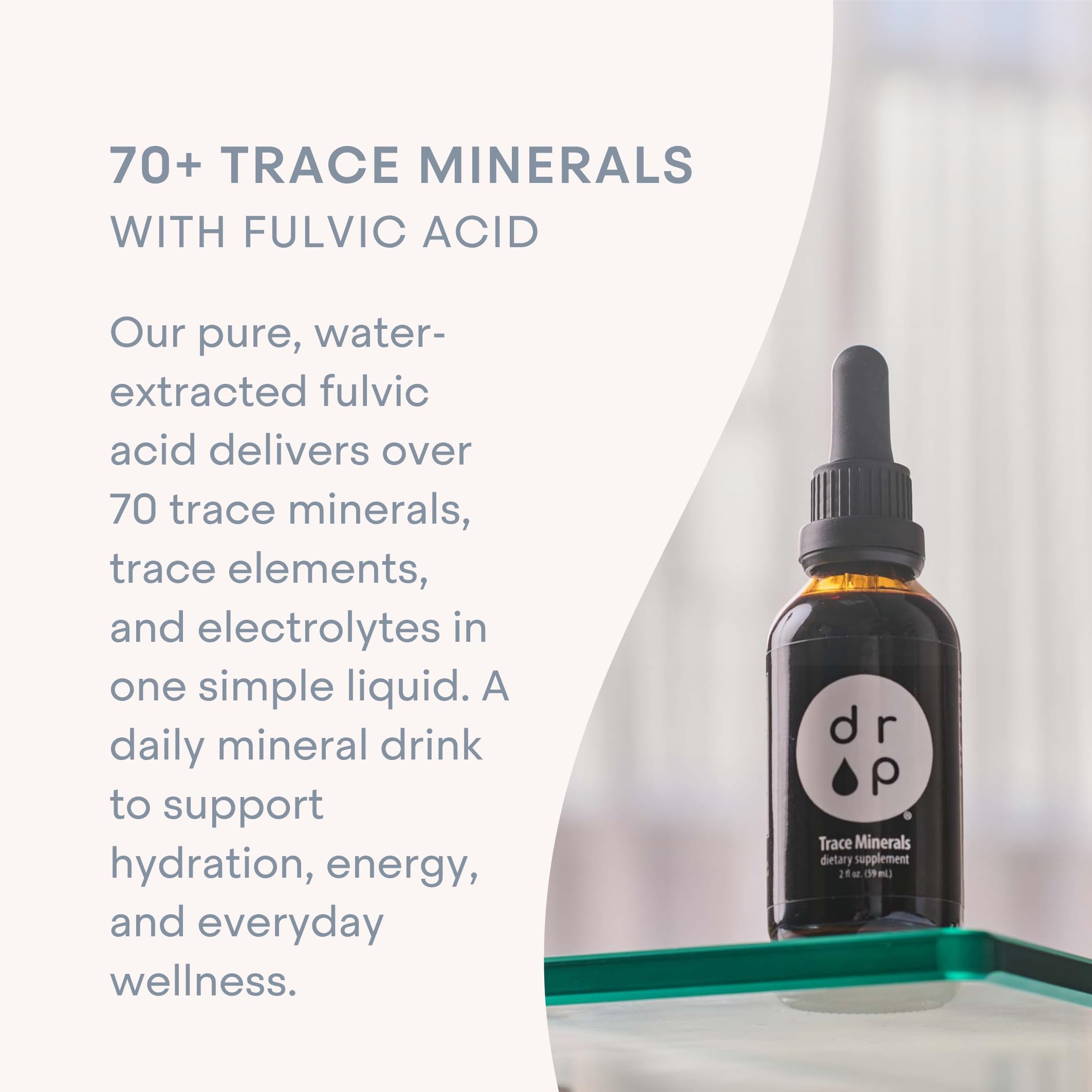 Drop Trace Minerals with Fulvic Acid, Liquid Ionic Mineral Drops with Electrolytes – 72+ Minerals, for Energy, Hydration & Gut Health – No Pills, Unflavored, 2 fl oz (118 Servings) — Amazon image 3