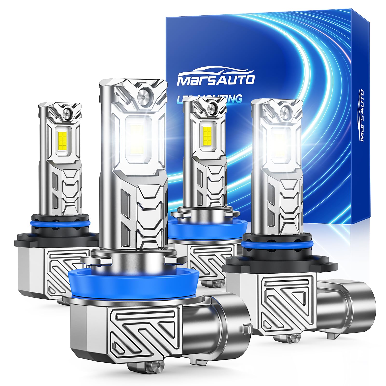 Marsauto 9005 H11 LED Bulbs Combo, IP68 Plug and Play, Pack of 4