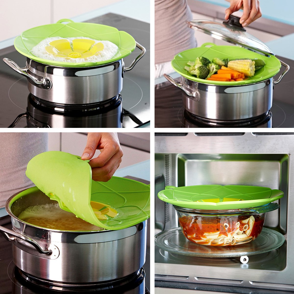 Kochblume L 29 cm | siliconen overkookbescherming voor potten en pannen van 14-24 cm | spatbescherming | stoommaropzetstuk | premium siliconen & BPA-vrij | hittebestendig | vaatwasmachinebestendig