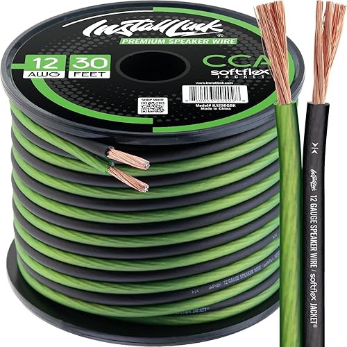 Install Link Cable de altavoz de calibre 12 AWG (9.14 metros) estéreo, para coche o cine en casa, CCA