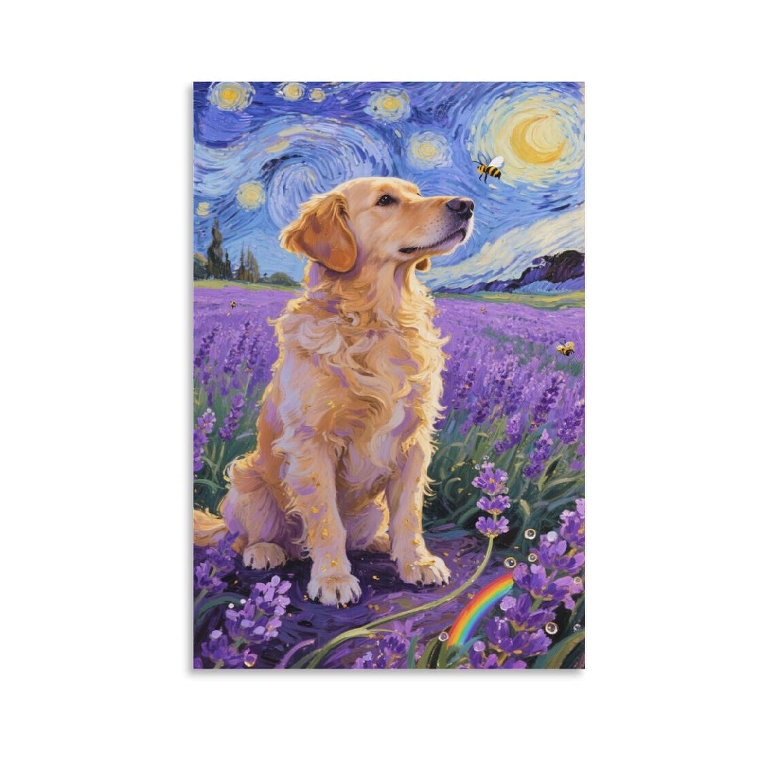 YYVKPMLXC Golden Retriever Dog Wall Art Peaceful Countryside Canvas Prints Art Decor by Paintings Ready To Hang for Living Room Decorations 20x30inch(50x75cm)