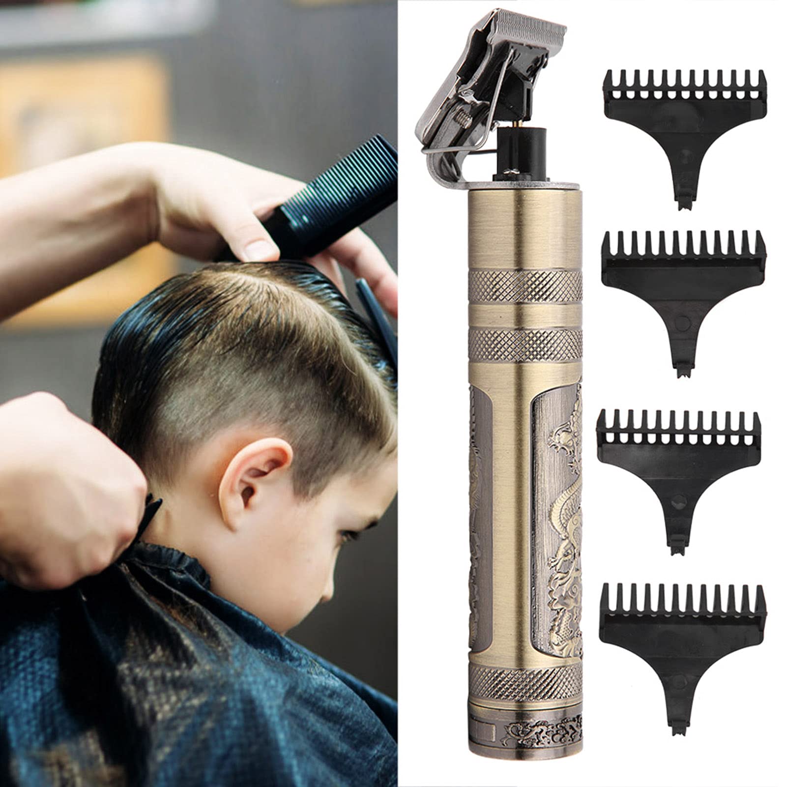 OUKENS Electric Hair Clipper, Rechargeable Low Noise Hair Cutting Machine, Cordless Rechargeable Hair Trimmer, USB Charging for Men Hair Trimmer for Men (Gold)