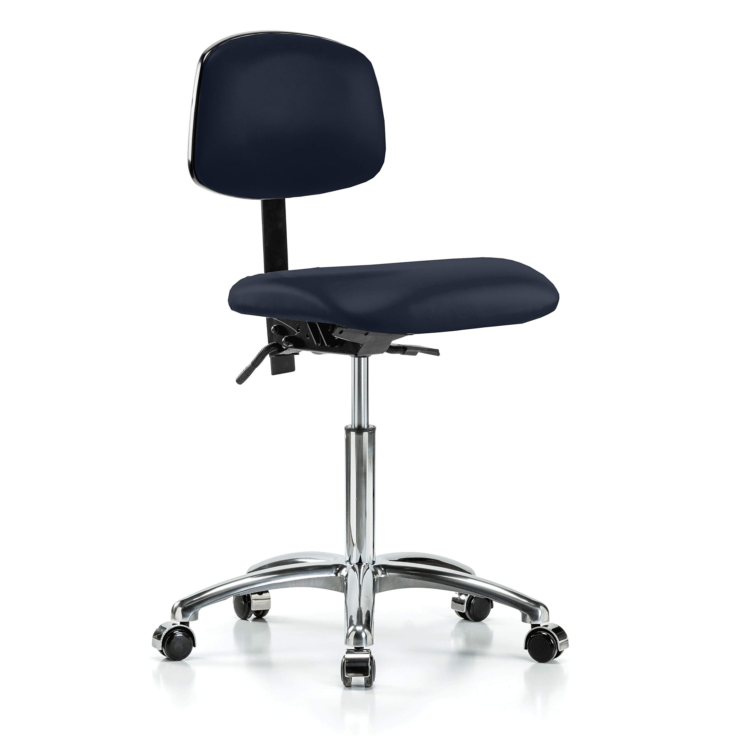 Perch Chrome Rolling Lab Chair with Adjustable Back Support | Desk Height 17-22
