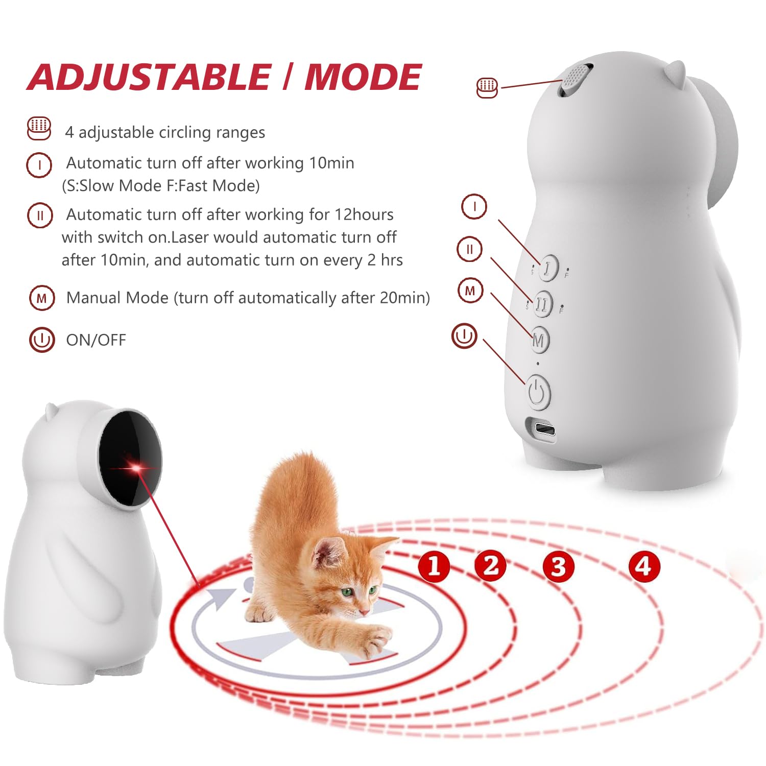 LEMENG Giochi per gatti,Giocattolo LED Automatico per Gatti Attivato dal Movimento, Ricaricabile, Giocattolo Interattivo per Gatti Indoor/Gattini/Cani,USB Ricaricabile Funzione
