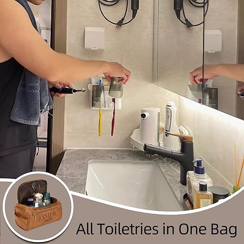 Miniatura 4 de Neceser de cuero personalizado para hombres, graba tus iniciales de nombre, kit de afeitado personalizado para padrinos de boda, padrino de boda,