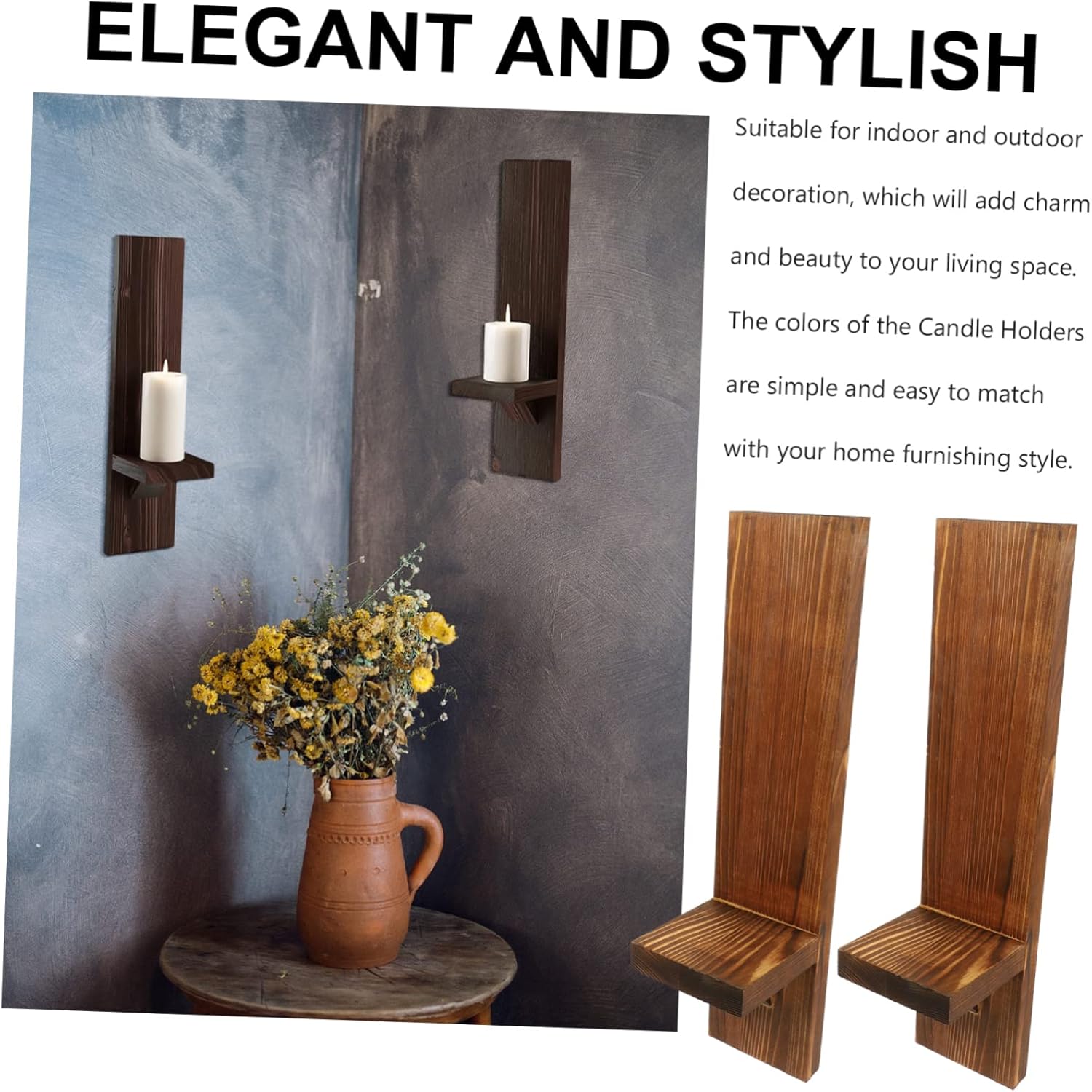 Zerodeko Wooden Candlestick Holder Tealight Candle Holders for Home Vintage Wall Art Wall Sconces Wedding Decor