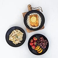 Vista 5 de Grow Forward Tazones de paja de trigo prémium para pasta, 30 onzas, irrompibles, anchos y poco profundos, juego de 6 cuencos de plástico