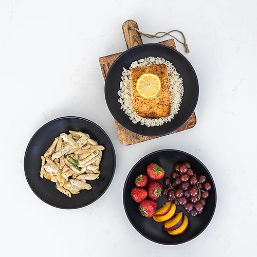 Miniatura 5 de Grow Forward Tazones de paja de trigo prémium para pasta, 30 onzas, irrompibles, anchos y poco profundos, juego de 6 cuencos de plástico