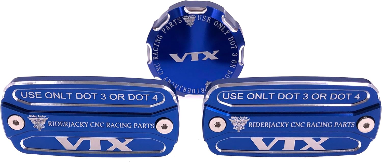 Front Clutch & Brake and Rear Brakes Master Cylinder Fluid Reservoir Cover Cap For Honda VTX1800 VTX 1800 2002 2003 2004 2005 2006 2007 2008 (Blue)