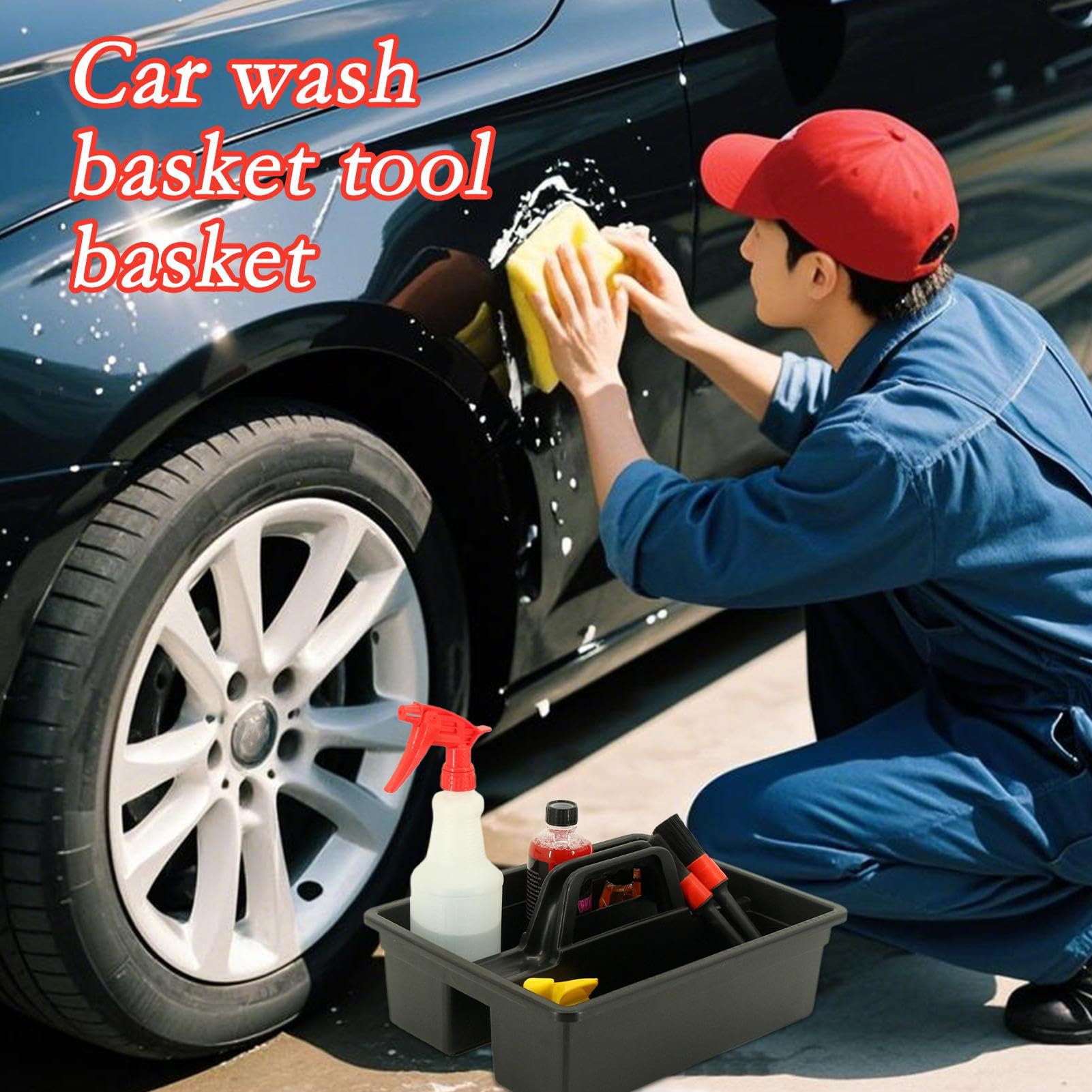 Caddy de limpieza y suministros Suministros de Almacenaje y Organización | Organizador De Herramientas De Lavado De Coche Con Asa Para Maletero, Detailing Automotriz, Limpieza Doméstica, Casa, Gar