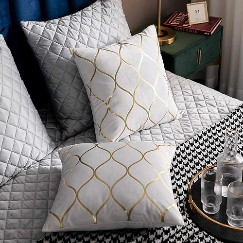 Miniatura 6 de DEZENE - Fundas de almohada de terciopelo dorado2 fundas de almohada decorativas para dormitorio, sofá, sala de estar.