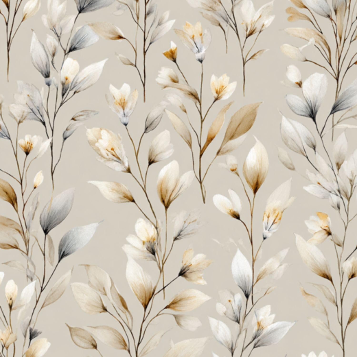 DERUINVAIO Self Adhesive Feature Removable Watercolor Wildflower Meadow Soft Peel and Stick Vinyl Wallpaper Roll, Sticky Lining Paper for Bedroom, Living Room, Kitchen Walls