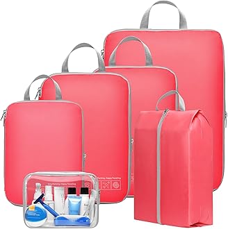 Compression Packing Cubes for Travel Women - Lightweight Luggage Organizers Bag Packing Cubes for Carry on Suitcases