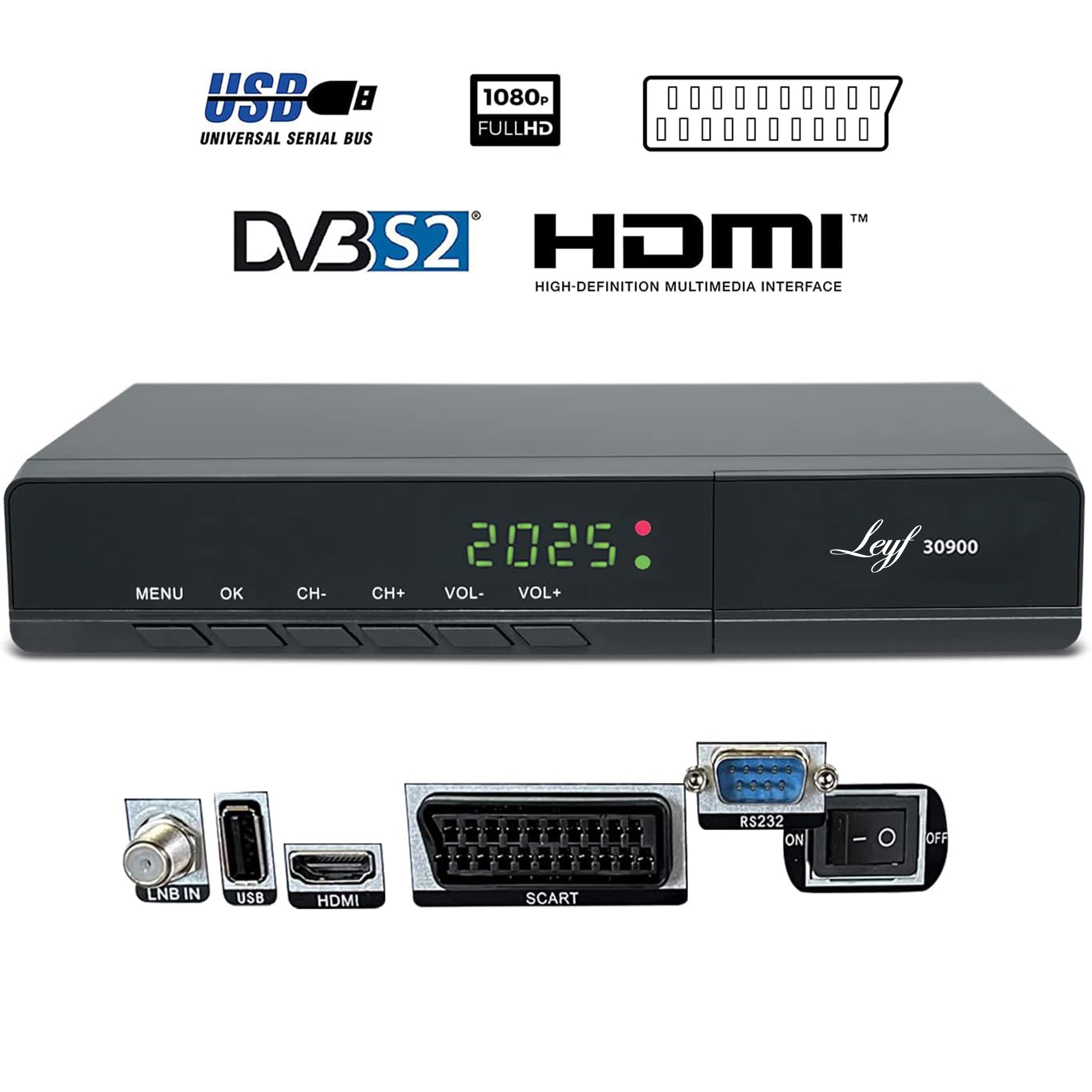 Leyf & Sagaf SUD-0507 Mini Récepteur Satellite DVB-S2 Full HD 1080p - Compatible Astra Hotbird Turksat Pour Chaînes Allemandes