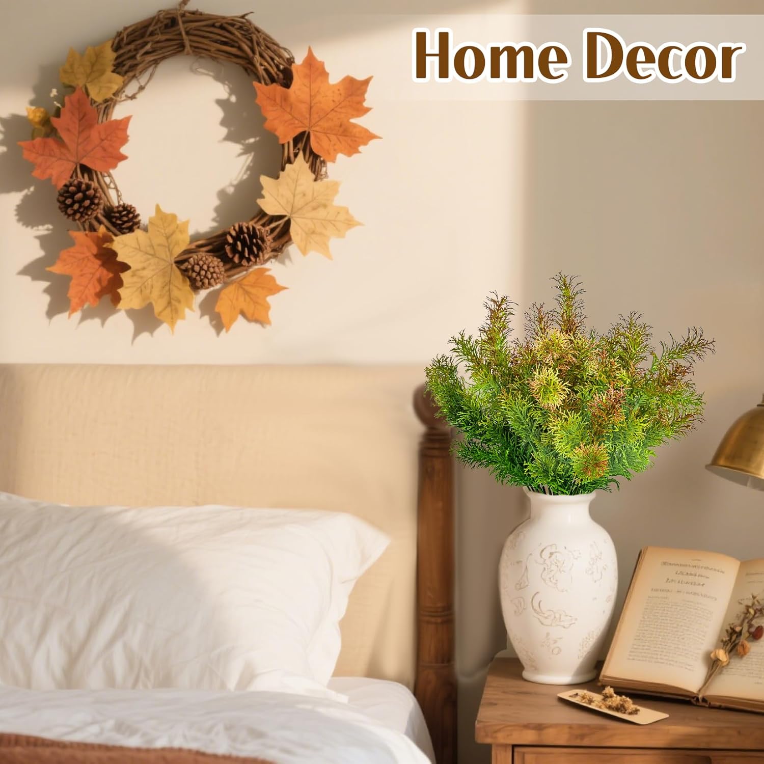 4PCS Small Fake Plants Decor - RAINFLOW Fake Flowers for Decoration Fall Decorations for Home Backyard Front Porch Decor Yard Decorations Outdoor Decor Indoor Plants Artificial Greenery Stems 13.1IN - Image 6