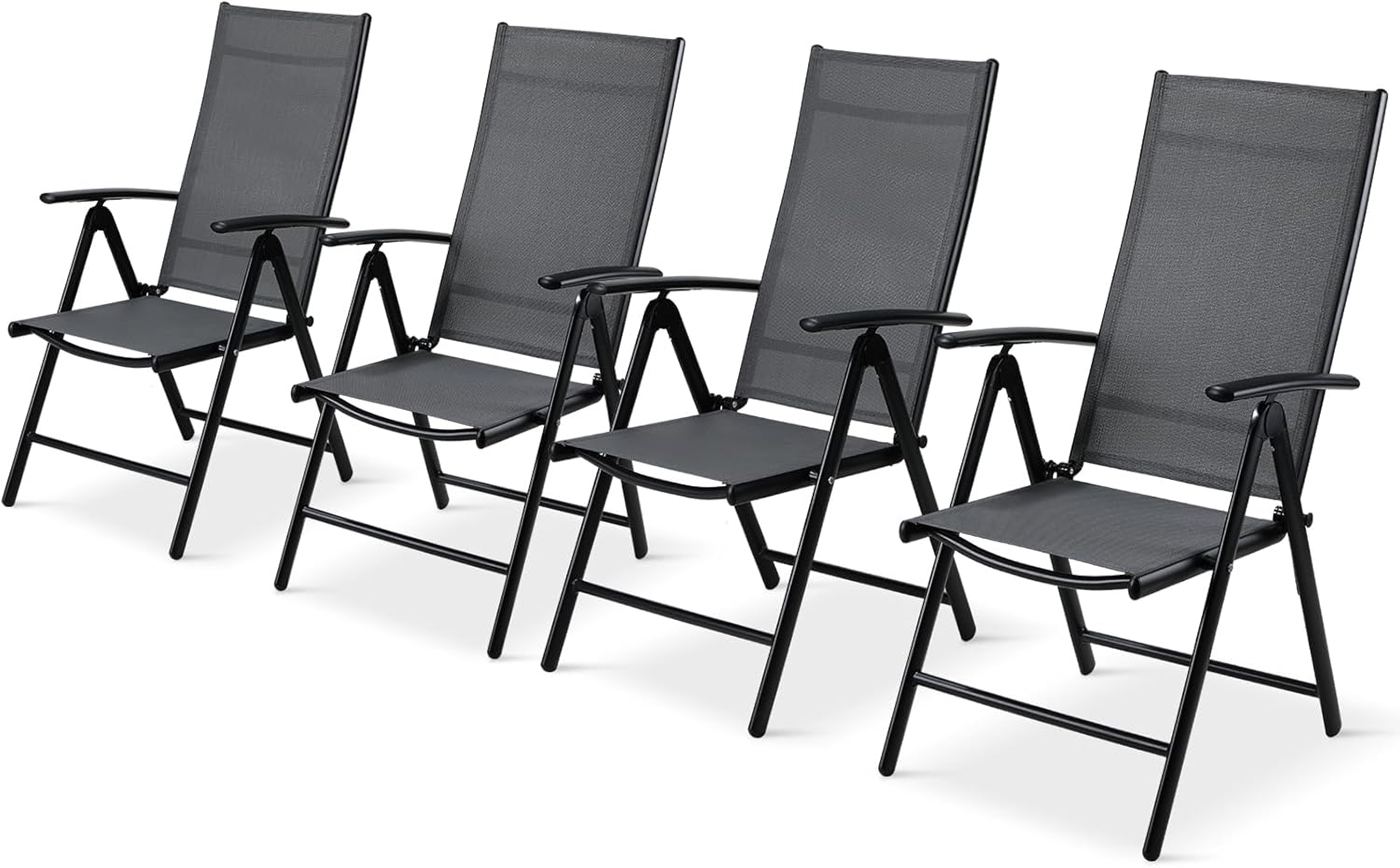 LIFERUN Gartenstuhl Hochlehner Verstellbar, 4er Set Teslin + Alu