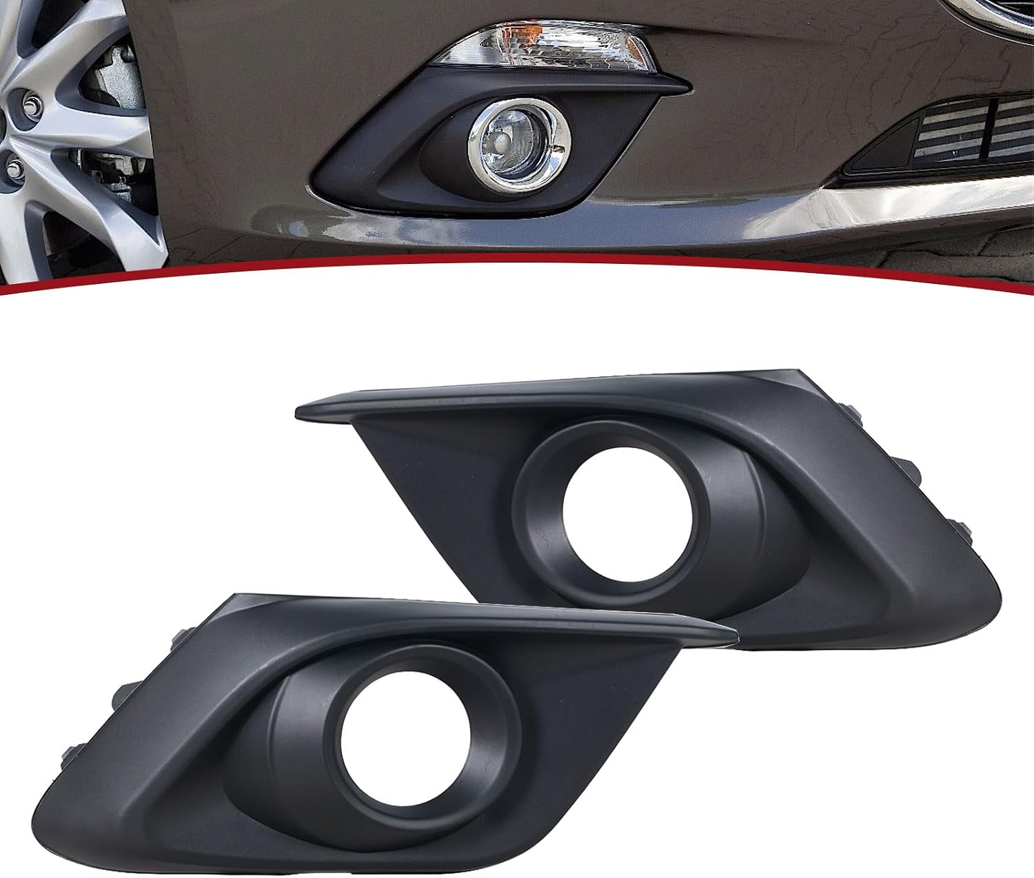 For Mazda 3 Axela 2014-2016 Front Bumper Fog Light Grille Cover Trim Cap Frame Hood Black Hole Left&Right