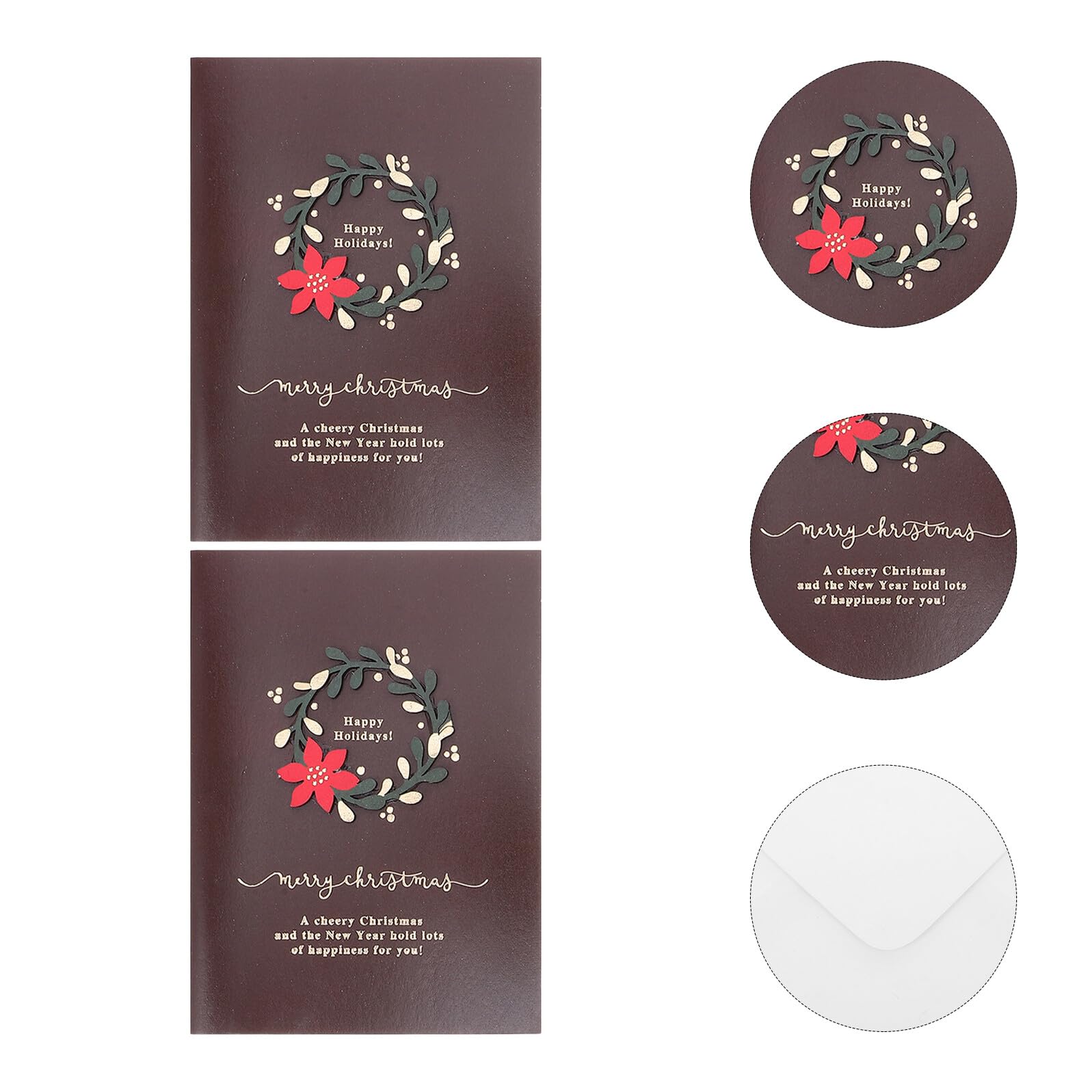 SEWACC 20 Cartes de Vœux de Noël Vintage avec Enveloppes Papier Vierge Intérieur Design Couronne Festive Format Standard Cartes Festives pour Messages Personnalisés et Occasions de