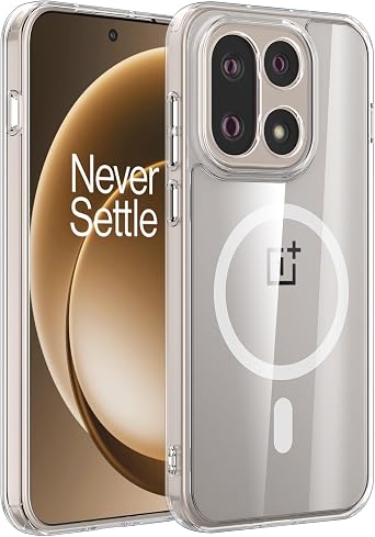 Cresee Magnetic for OnePlus 15 Case, Compatible with Magsafe, Crystal Clear Hard Back + TPU Bumper Shockproof Phone Cover with Magnet for OnePlus 15 - Transparent