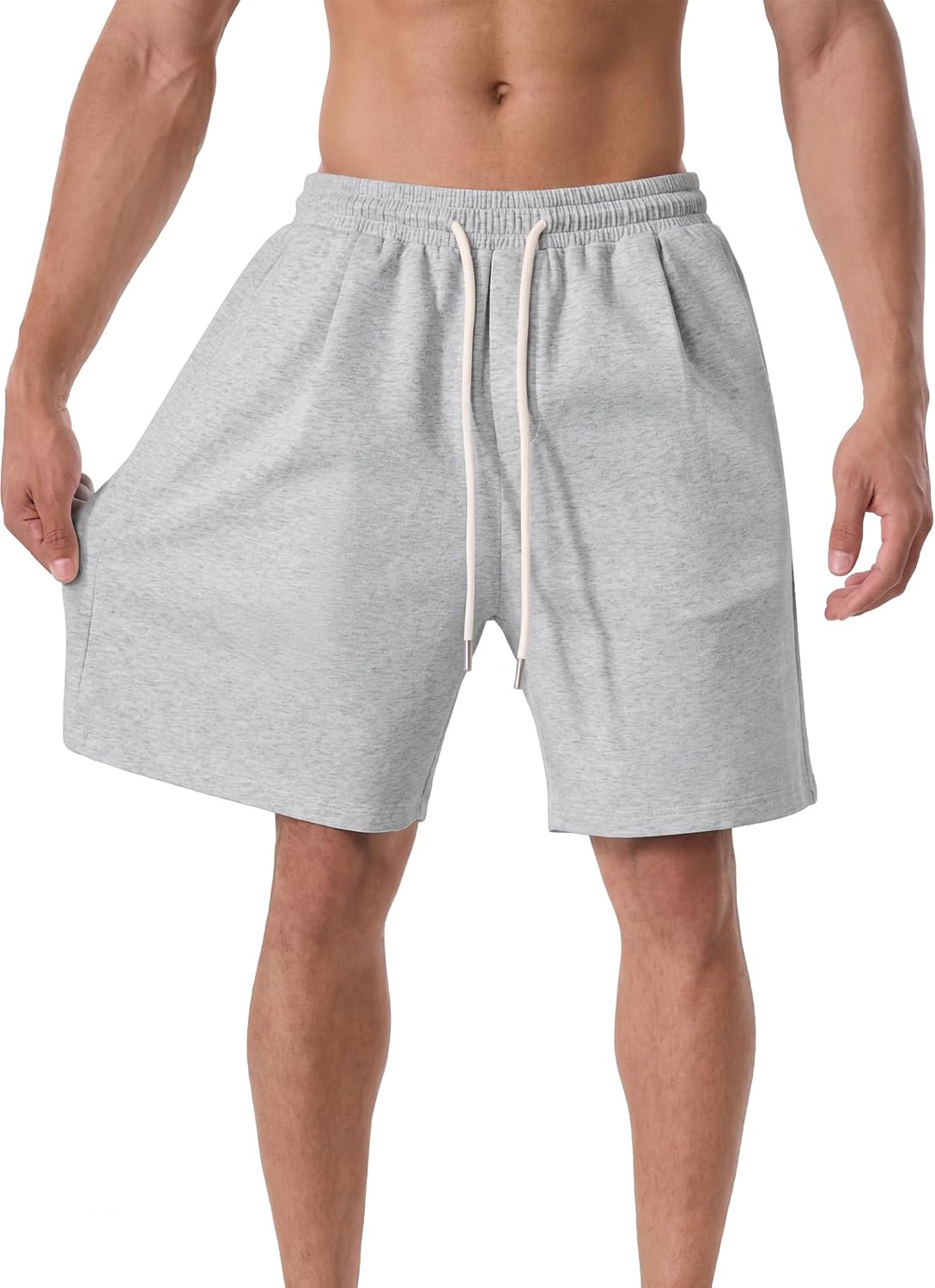 Men's Baggy Sweat Shorts 7" Wide Leg with 3 Deep Pockets | Elastic Drawstring Waist Sweat Shorts for Running, Fitness, Outdoor & Daily Wear