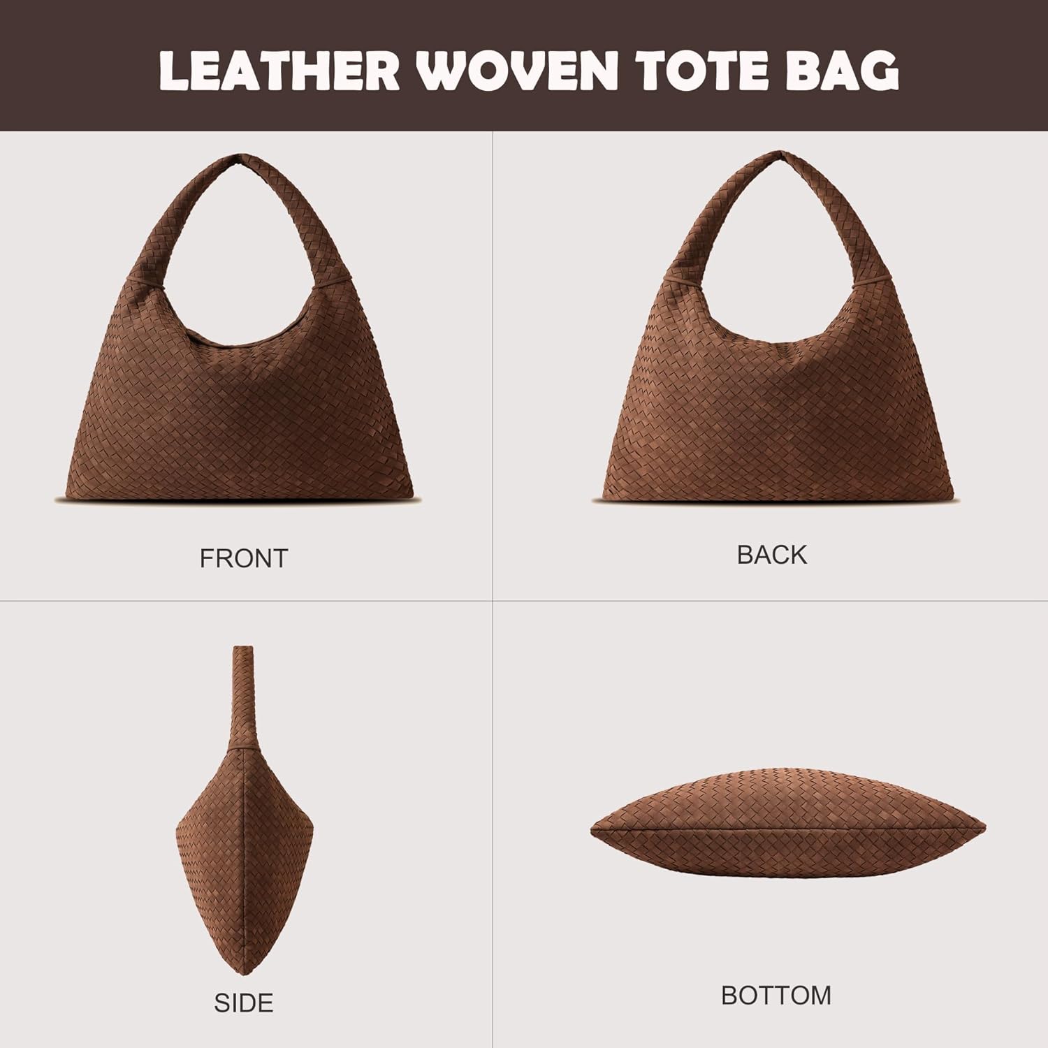 Vegan Leather Woven Tote, Vintage Suede Hobo, Suede Woven Purse, Large Leather Shoulder Bag Braided Hobo