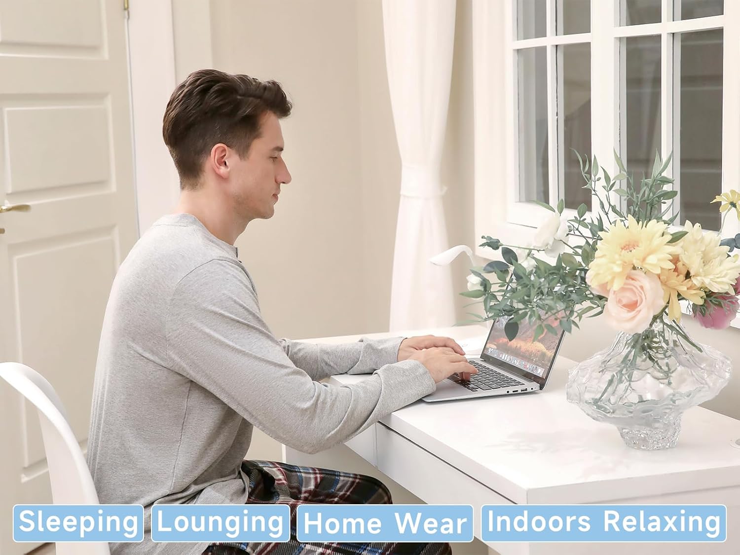 DG Hill Pajama Pants Men - Flannel Pajama Pants Fleece PJS Sets Cotton Top - Mens Pajama Set PJ Sleep Pant Loungewear Sets - Image 3