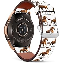 Mingdao Compatible with Galaxy Watch 7 6 5 4 3 1 / Watch5 Pro/Ultra/Active 1 2 / S2 / S3 / Gear Sport Stylish PU Leather Band Replacement Strap, Horse
