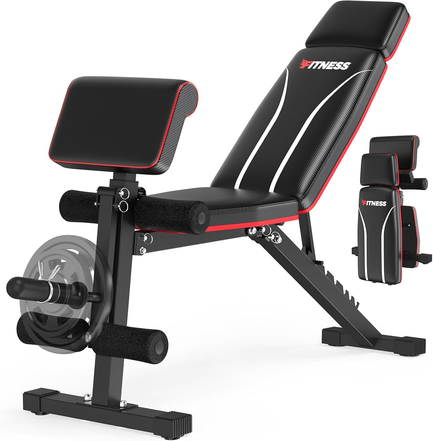 GIKPAL 360KG Hantelbank Klappbar Verstellbar, Multifunktion Trainingsbank mit Beincurler, Schrägbank, Bankdrücken Bank mit Verstellbar 7Fach Rückenlehne für Ihr Home-Gym Ganzkörper Krafttraining