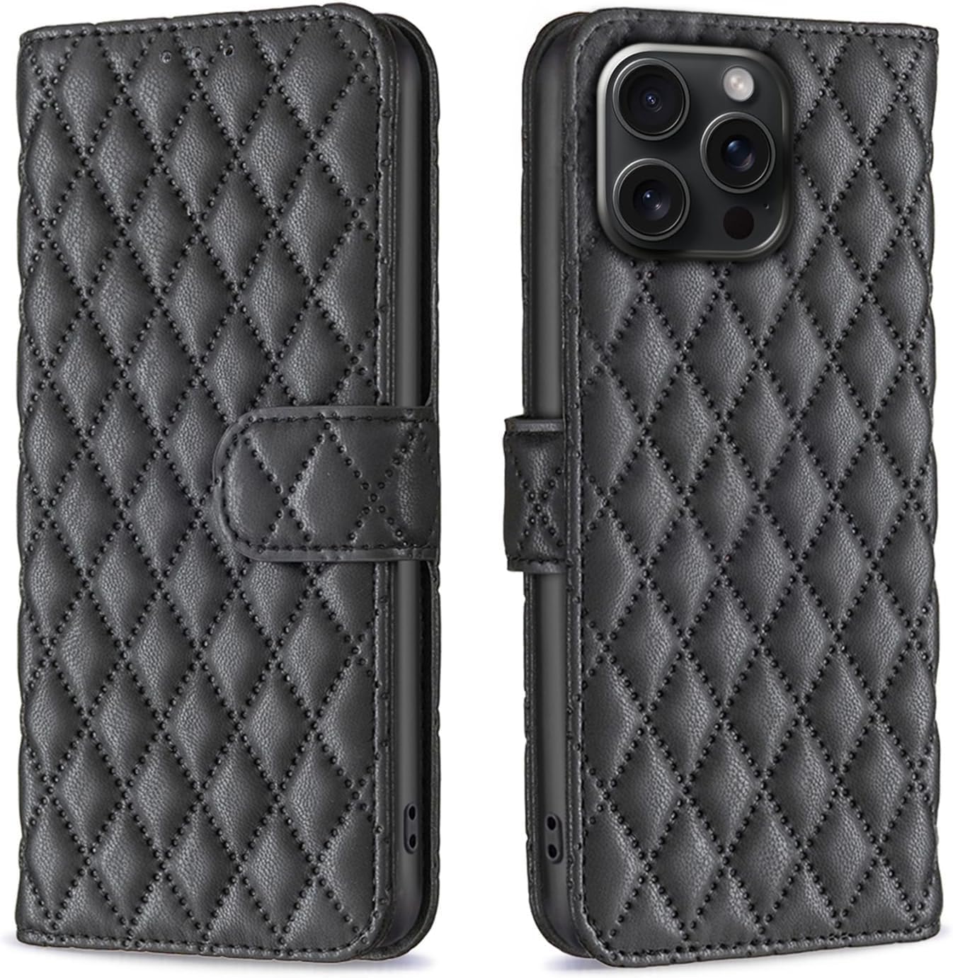 ClickCase for iPhone 16 Pro Max Puffer Bubbly Soft Faux Leather Back Case Magnetic Wallet Flip Cover for iPhone 16 Pro Max (Black) (B0DF7BXSMM) Amazon Price History, Amazon Price Tracker