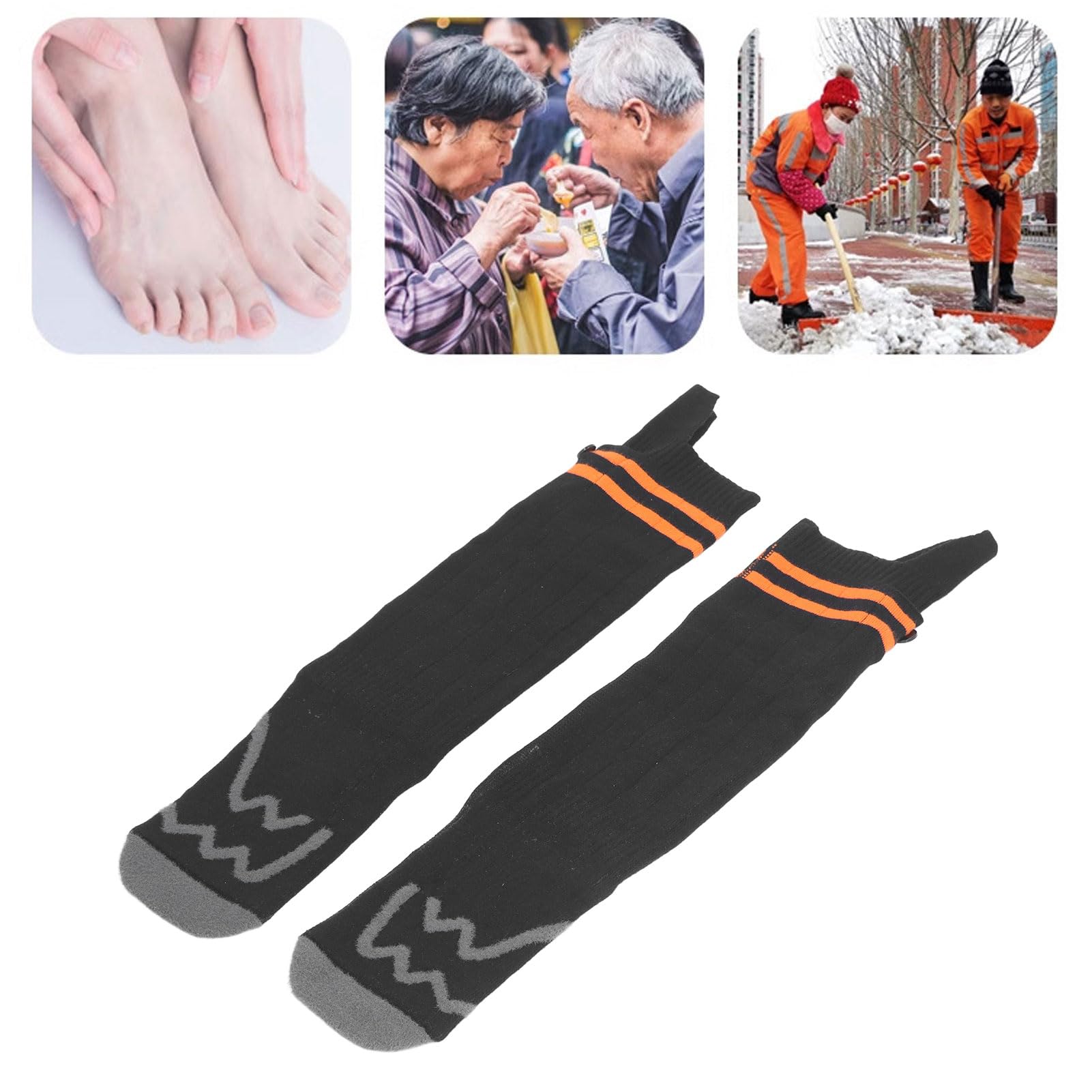 Chaussettes Chauffantes, Température Réglable, Batterie Rechargeable de 5000 MAh, Chauffe-Pieds Chauffants pour Hommes et Femmes avec Fibre de Polyester Polyuréthane, Idéales pour Le Ski