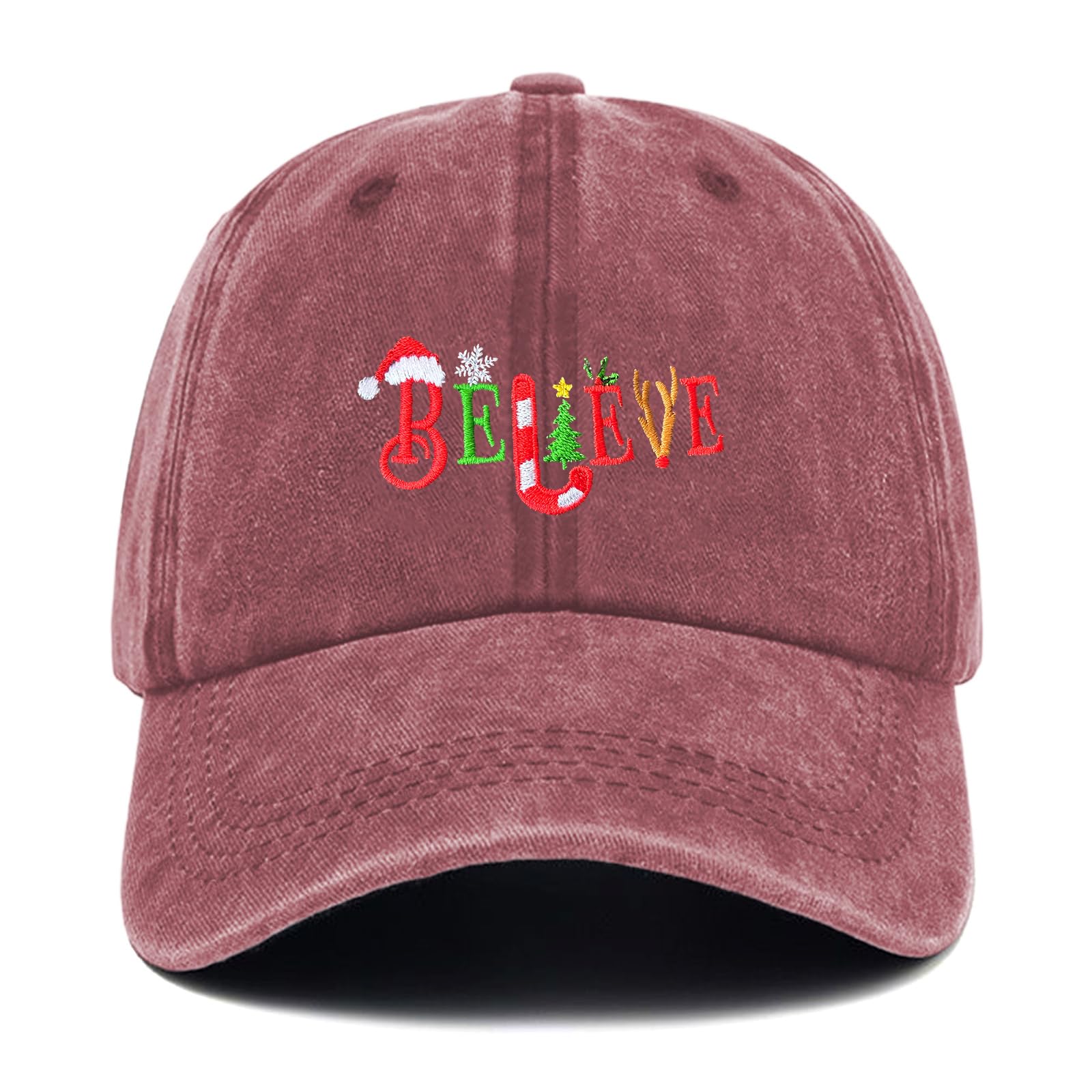 Gaakvrr Christmas Baseball Hat Snapback Hats for Men Women Fashion Embroidered Dad Baseball Caps(Red)