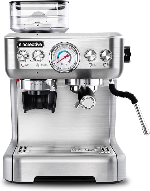 Sincreative CM5700 Brushed Stainless Steel 20 Bar Semi