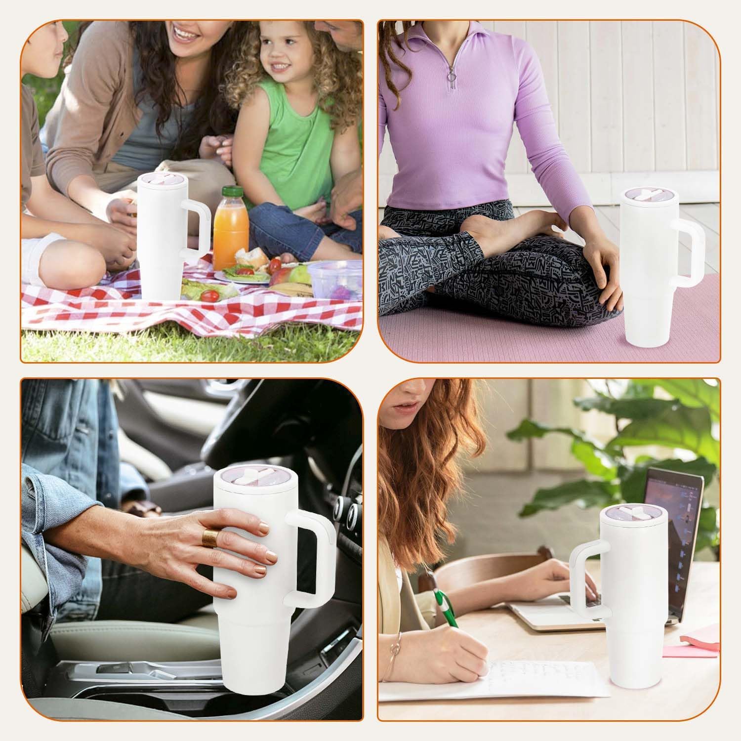 Flip Straw Lid Replacement for Stanley Quencher 30 OZ Tumbler - 2Pcs Leak Proof Cup Lids with Straw, Spill Proof Tumbler Cover Compatible with Stanley Cup Accessories, White