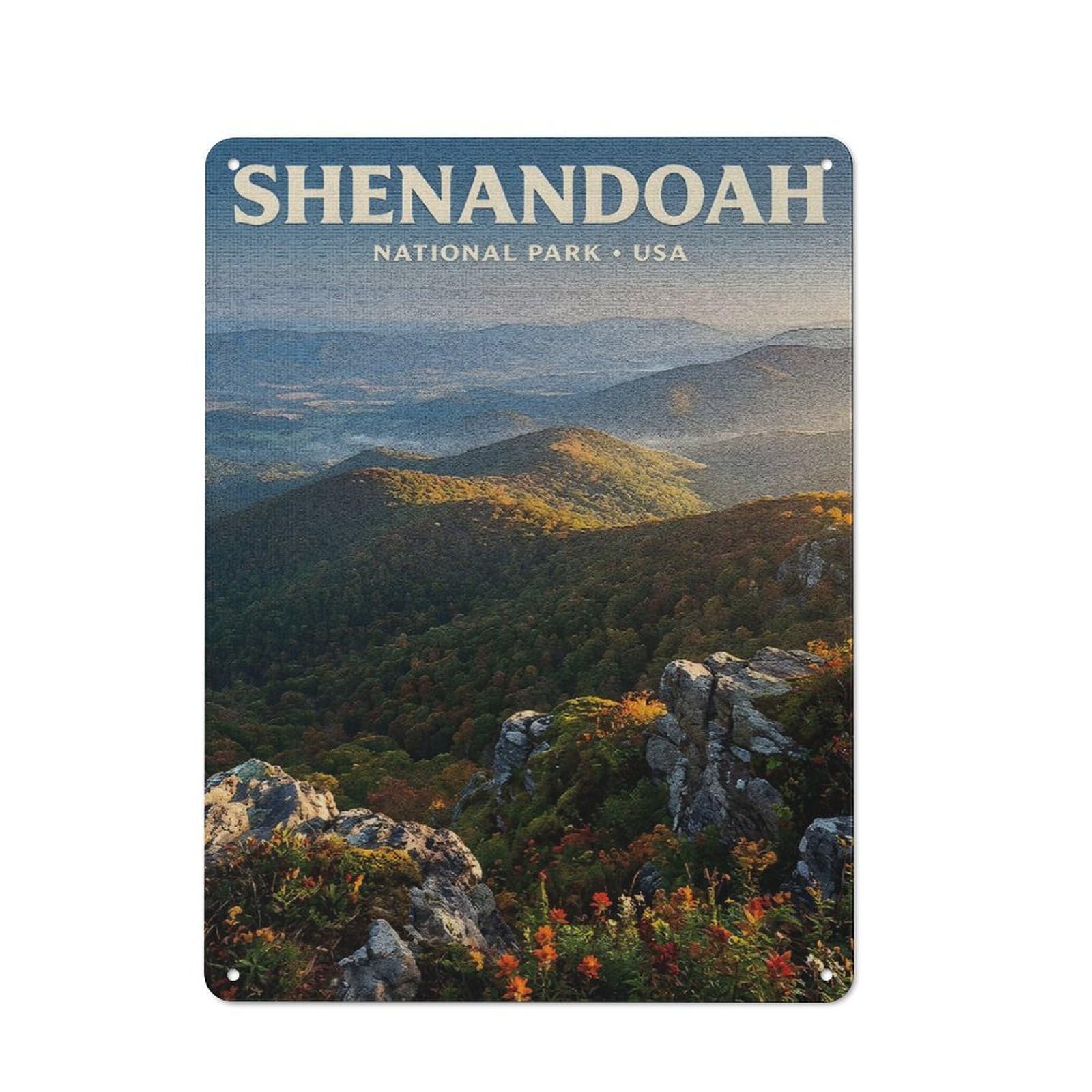 Junmoney Style-9 Decorative Tin Plaque With Shenandoah National Park Vintage Travel Design 40X30cm, Nostalgic Home Bar Decor For Bar, Kitchen, Garage Or Games Room