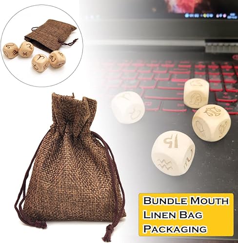 Miniatura 7 de Juego de 4 dados creativos del zodiaco, 2 pares de 12 dados de patrón de símbolo de constelación para accesorios de adivinación (versión 1 + versión