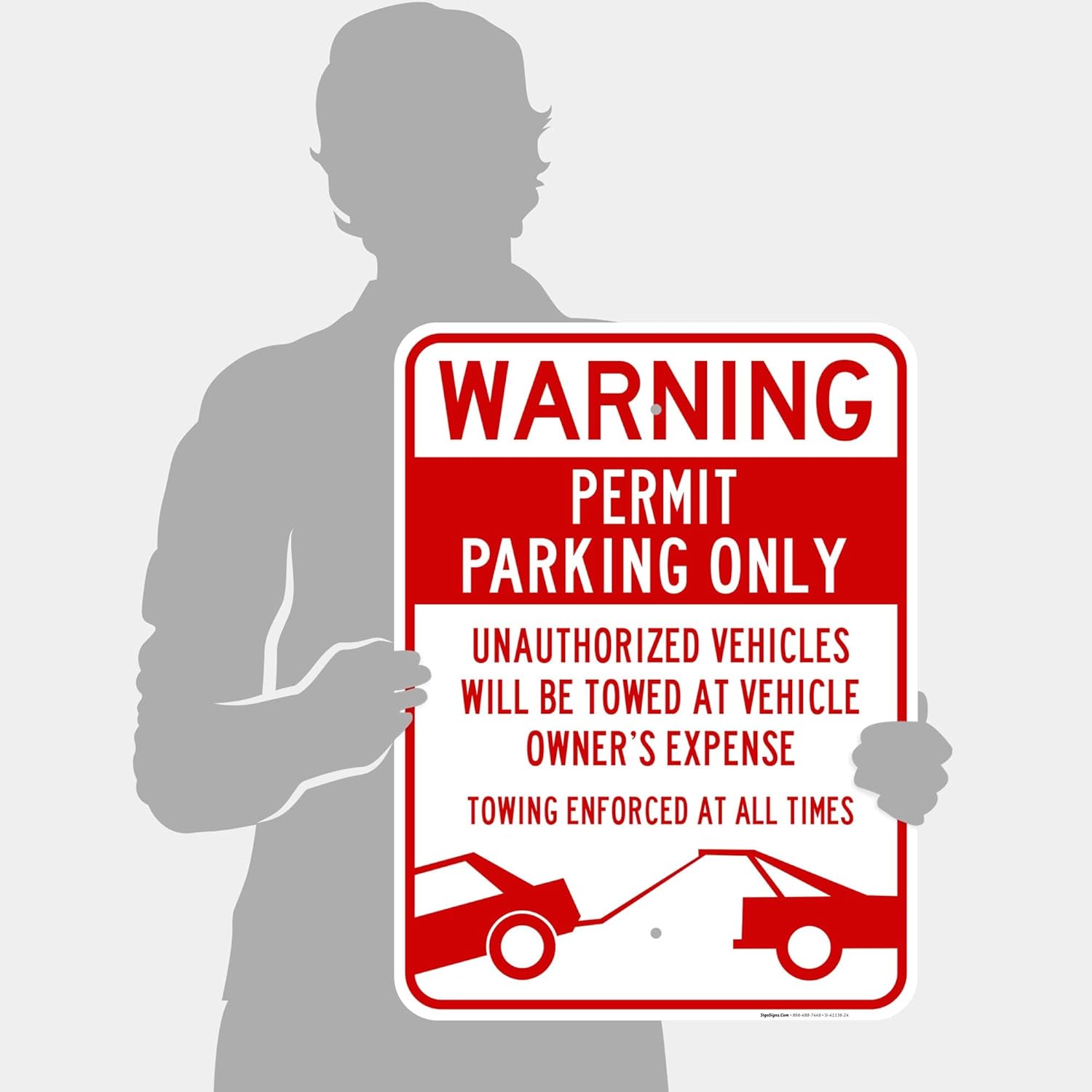 Permit Parking Only with Warning Sign, 18x24 Inches, Rust Free .063 Aluminum, Fade Resistant, Easy Mounting, Indoor/Outdoor Use, Made in USA