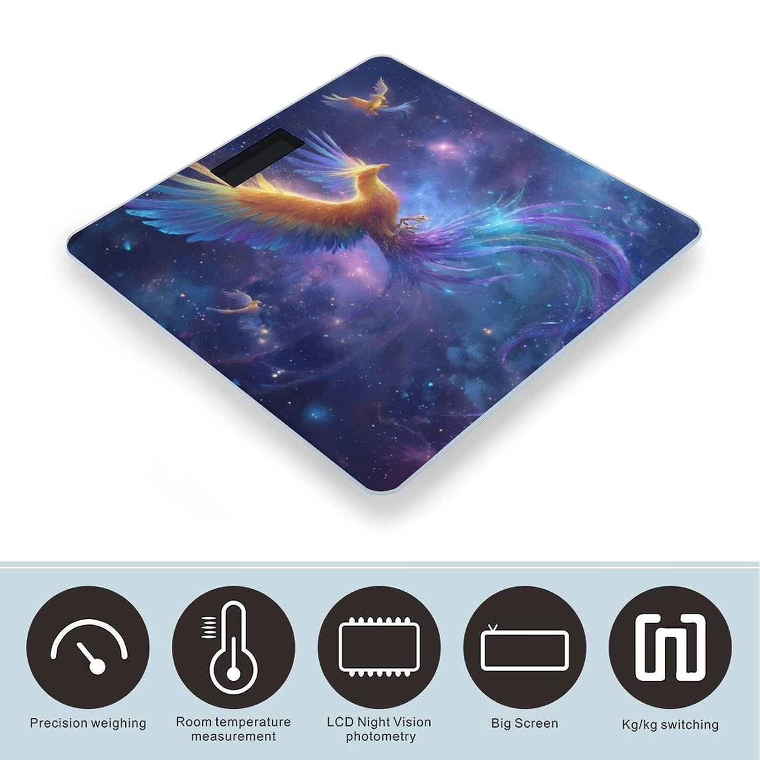 Phoenixes in Spaces Digital Body Weight Scale LCD Backlight Display for Bathroom Gym