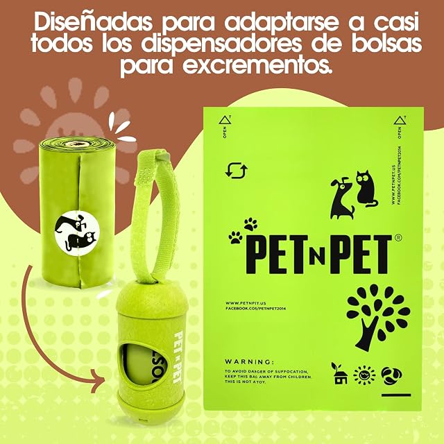 Foto 3 de 6 de PET N PET Bolsas Caca Perro Compostables, 16 Rollos, 240 Unidades