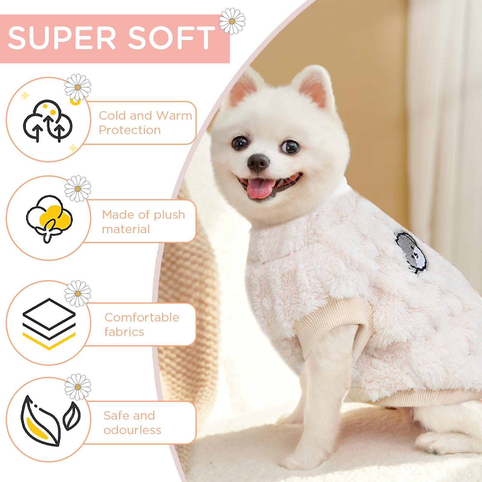 Hyran Dog Jumper, Winter Warm Dog Jumper for Small Medium Dogs and Cats (Kaki, M), khaki - Image 4