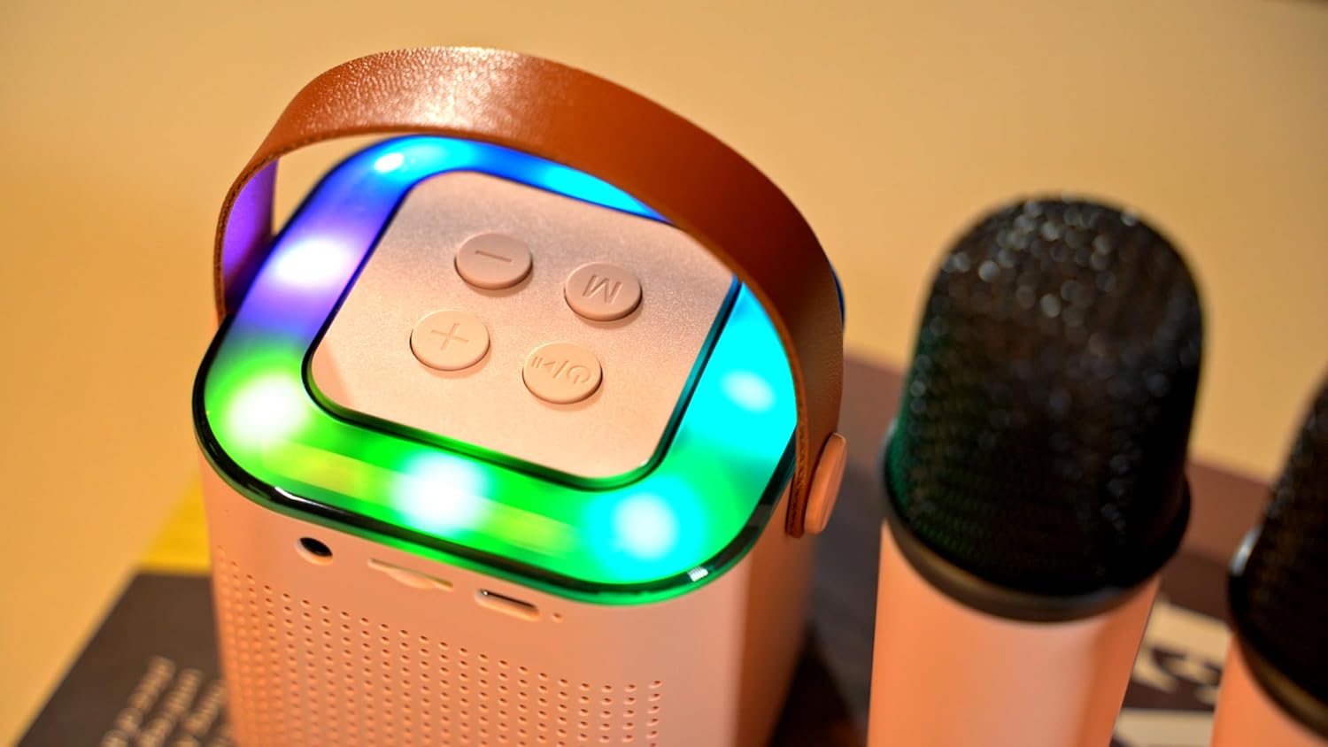 Mini Karaoke Machine with 2 Wireless Microphones for 5+ Years Old Kids, Rechargeable Portable Bluetooth Karaoke Singing Speaker with Voice Changing, RGB Light, for Birthday, Family, Home Party Gift - Image 11