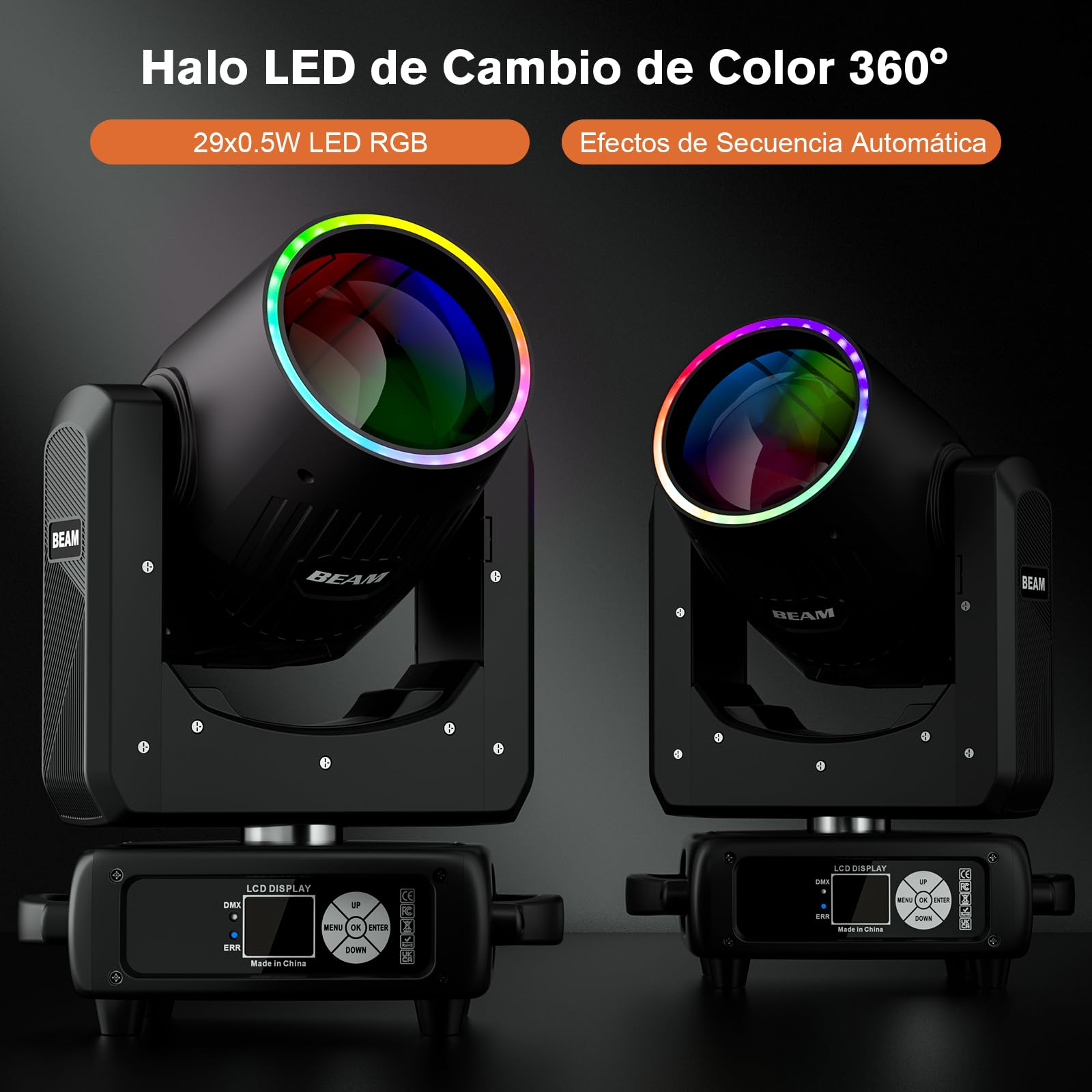 2 pezzi Teste Mobili LED 295W Beam Mini illuminazione di scena 14 Colori 14 Gobos Prisma nebulizzazione Focus Luci Palcoscenico per DJ Discoteca Natale Club Spettacolo Bar Festa