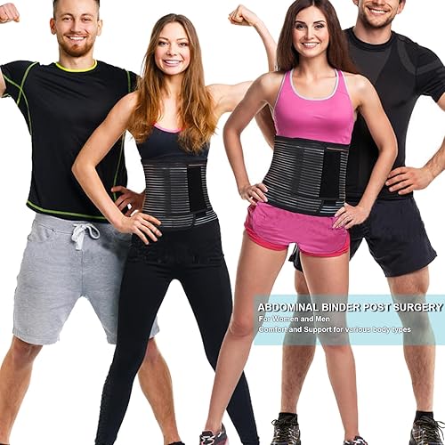 Miniatura 4 de Faja abdominal para hombres y mujeres  Banda de compresión ajustable para el vientre poscirugía, faja de compresión para el vientre, cinturón de