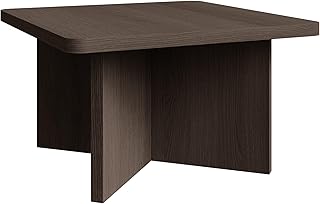 Selsey Quadratischer Couchtisch Esche Prestige – Holz Couchtisch Klein 60 cm mit geometrischer Basis, Eleganter Minimalismus im Japandi-Stil für Wohnzimmer, Modernes Design