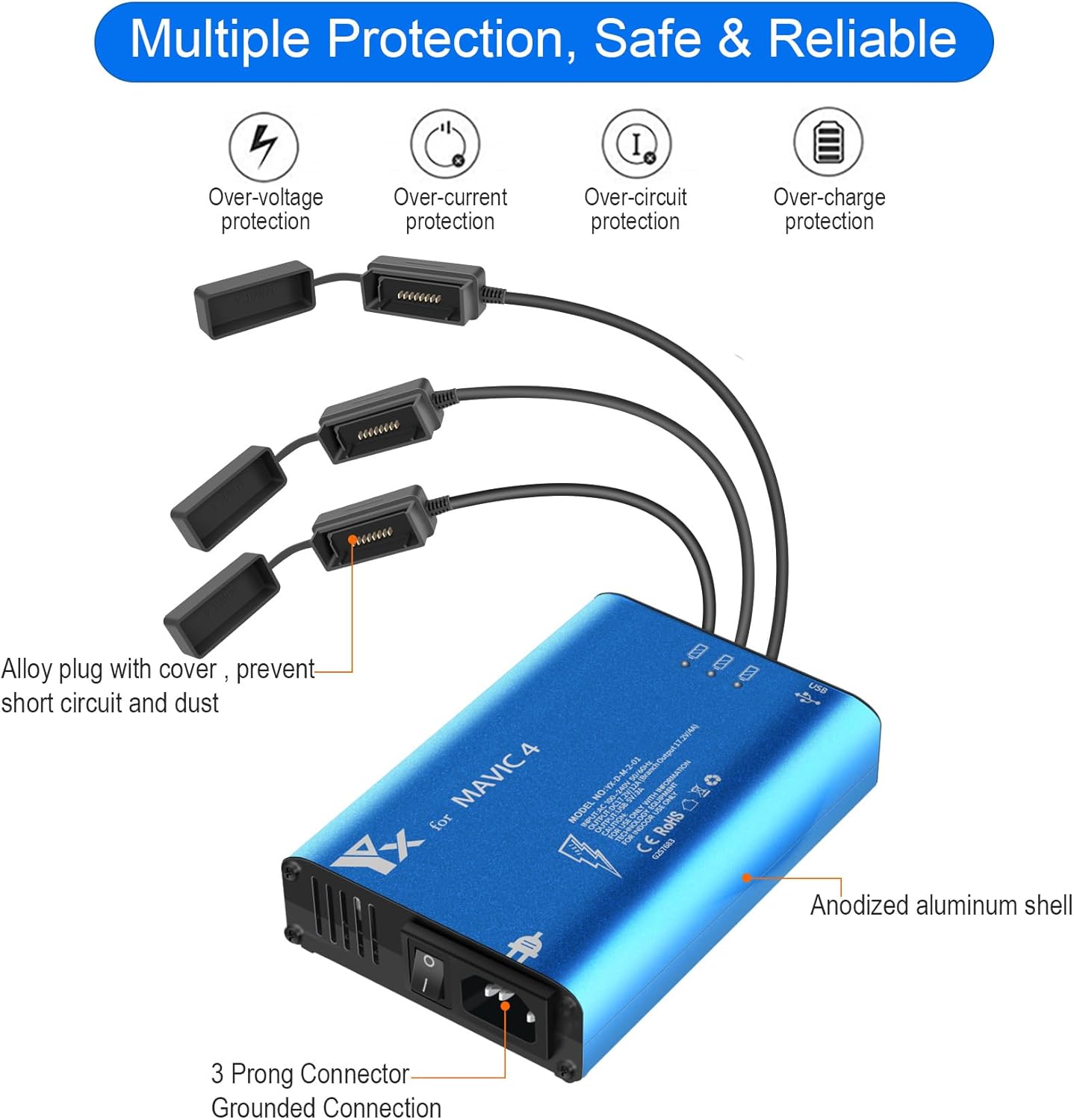 Hanatora Parallel Fast Charger for DJI Mavic 4 Pro Battery,Rapid Quick Multi Charging Hub Drone Accessories - Image 2