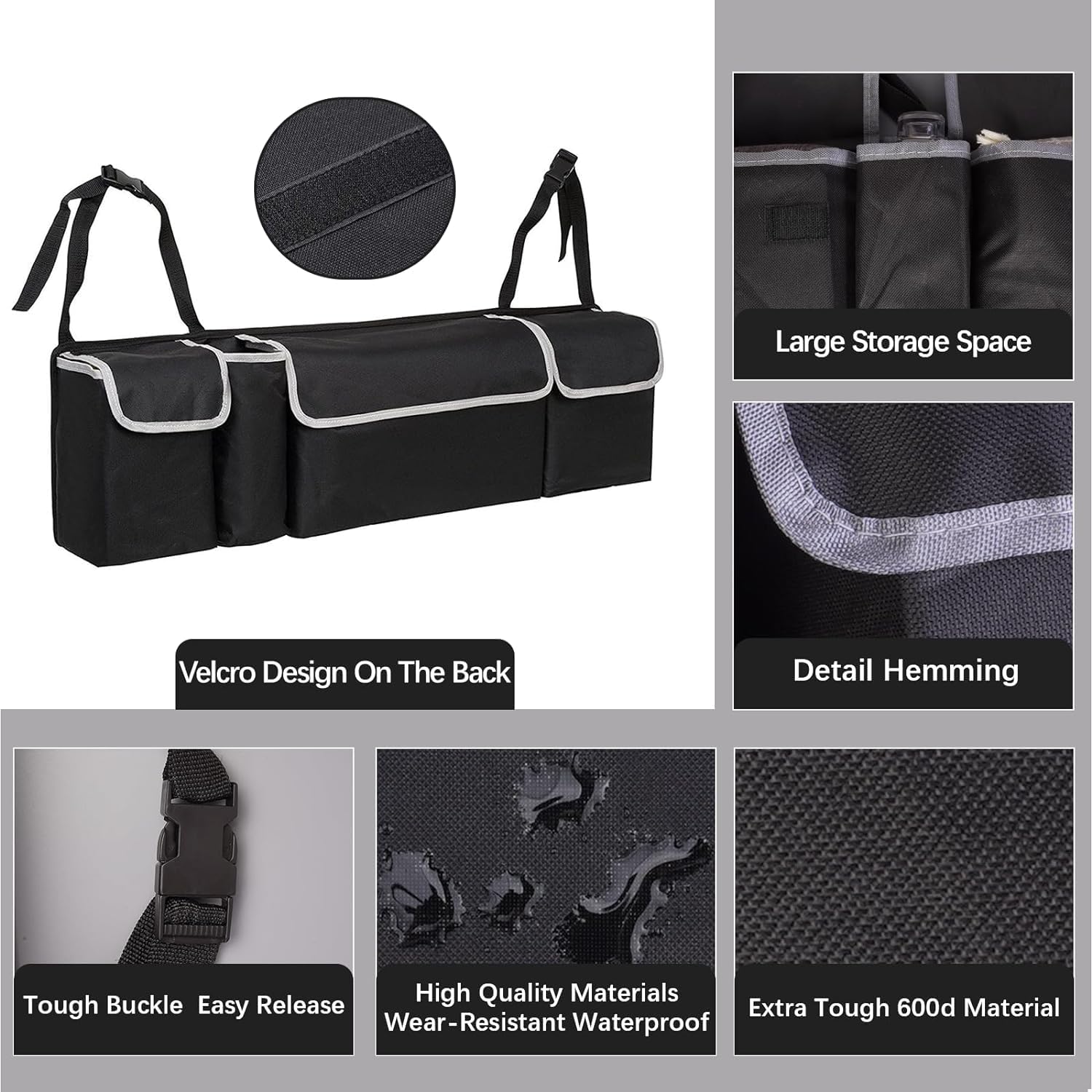 Organisateur de Coffre de Voiture pour Jeep Cherokee/Commander/Compass/Renegade, Sac de Coffre Pliable et Etanche, Grand Espace de Rangement