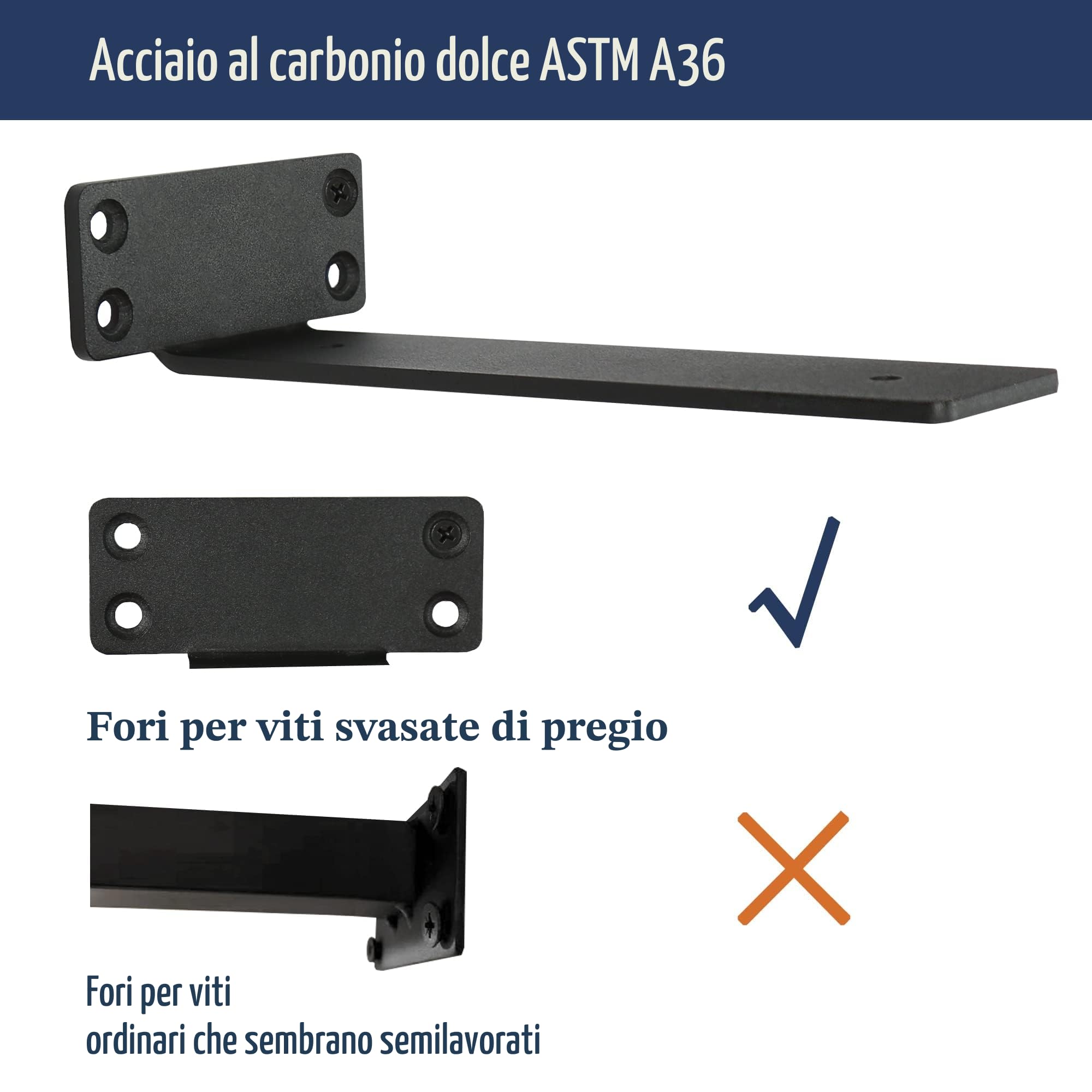 Staffe per Mensole Pesanti 6 Pezzi, Reggimensola a Scomparsa da Parete, Supporto Carichi Pesanti a L 15 cm Nero