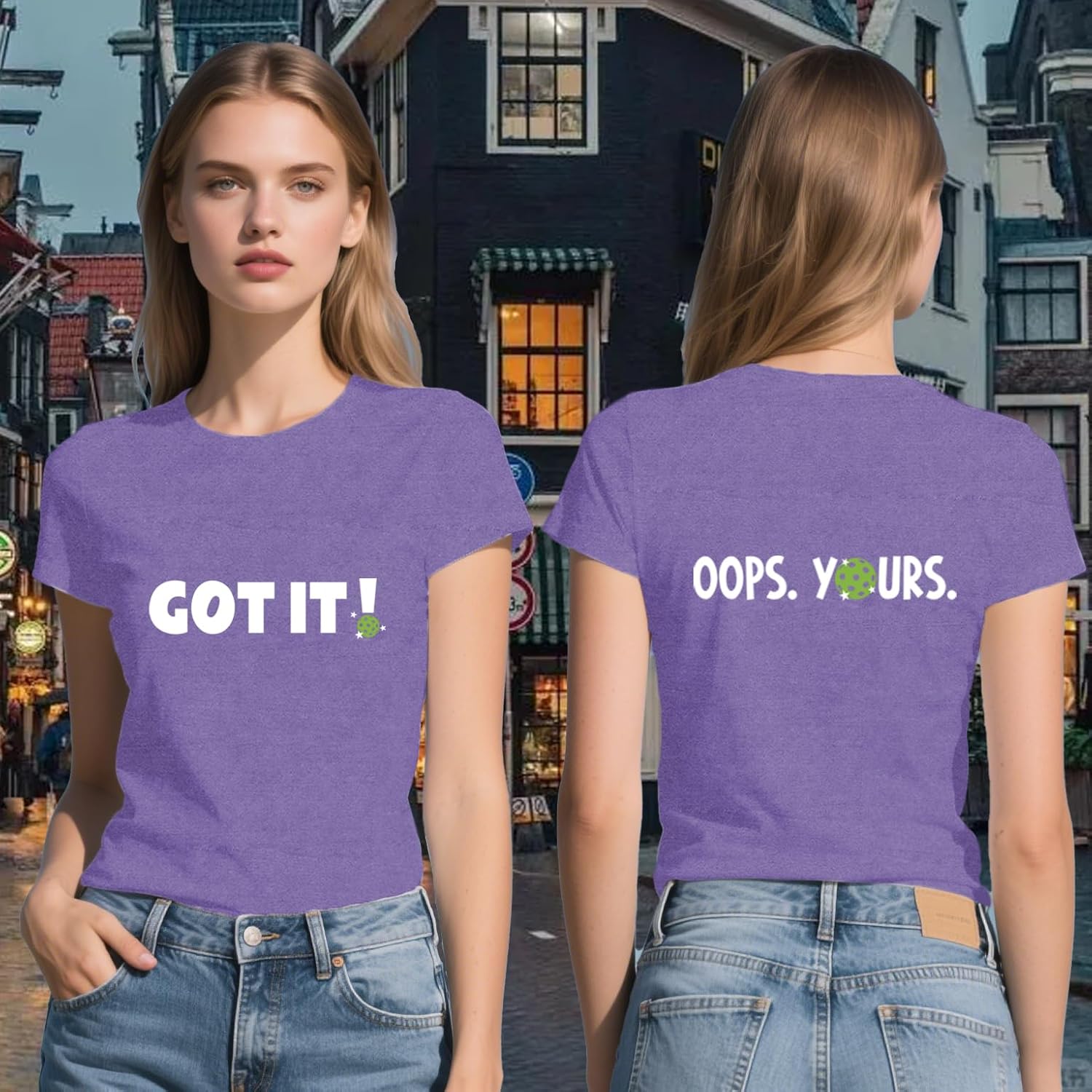 Pickleball Shirts for Women Pickleball Player T-Shirt Paddleball Front Back Printing Tee Tops - Image 2