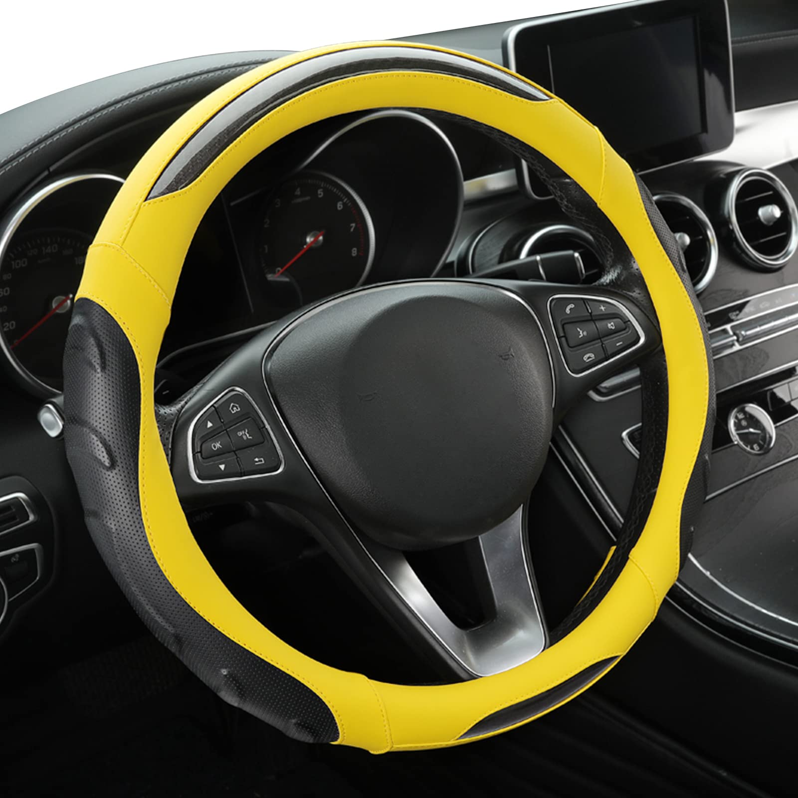 Ergocar Housse De Volant De Voiture En Fibre De Carbone De