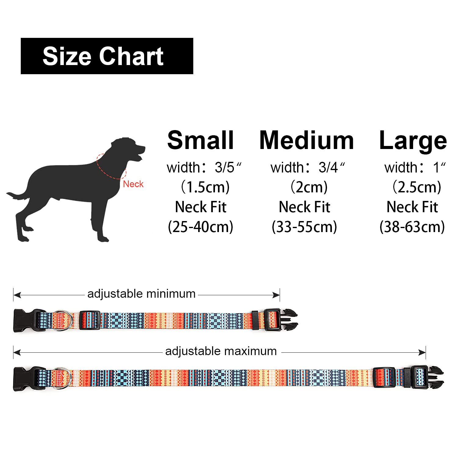 Adjustable Dog Collar with Patterns, Ultra Comfy Soft Nylon Breathable Pet Collar for Small Medium Large Dogs (L, Floral Orange) — view 138